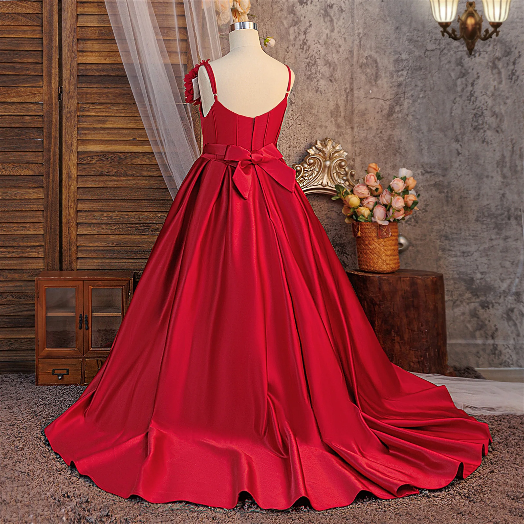 Fashion Bridesmaids Girls Dress Elegant Baptism Wedding Party Princess Prom Dresses Girl Birthday First Communion Christmas Gown