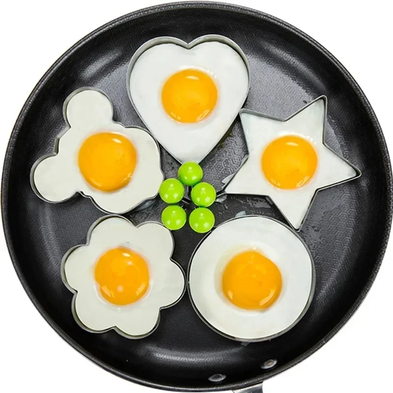 1-4 Moldes de Acero Inoxidable para Huevos, Forma de Corazón, para Panqueques, Desayuno, Repostería, Anillos para Omelette, Utensilios de Cocina, Accesorios de Cocina