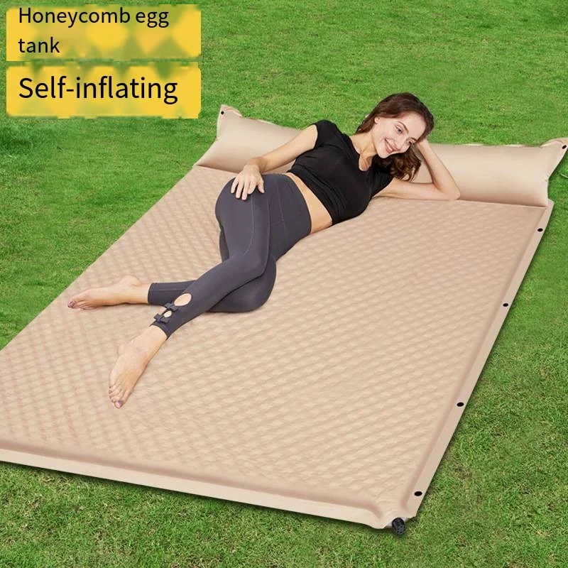 Honeycomb Egg Nest Premium Auto Inflatable Mat, Outdoor Single Double Wide High Elasticity Foam Airbed Camping Mat Picnic Mat