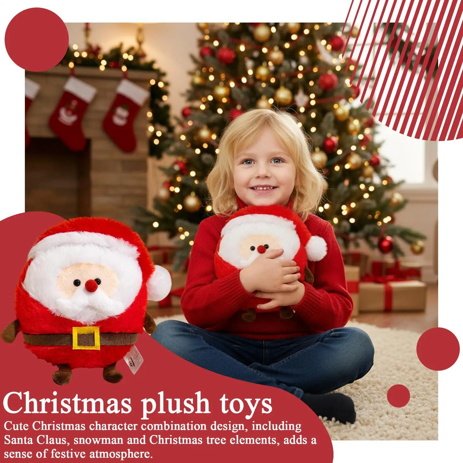 Kerst pluche decoraties 7-inch zacht speelgoed pop decor realistische festival pop voor kinderen vakantie binnen huis verjaardag slaapkamer auto