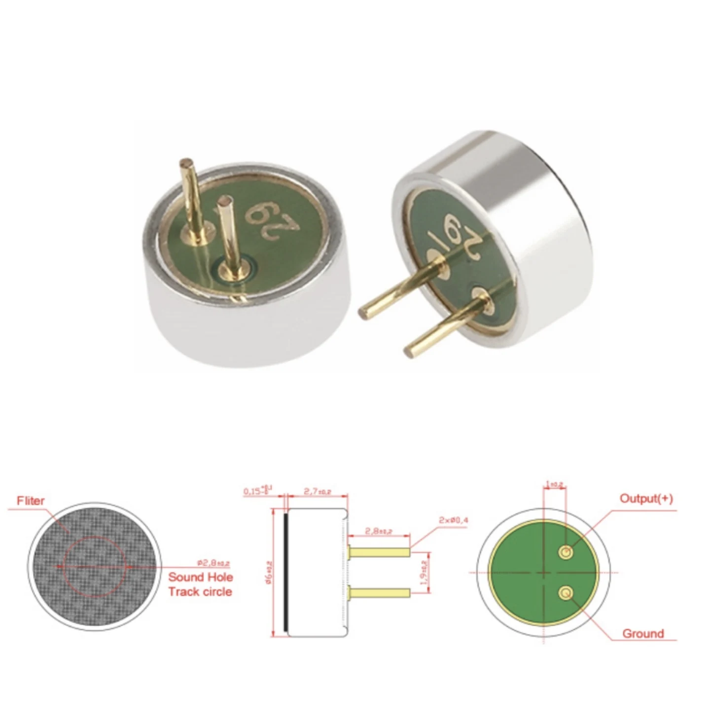 1,000 Pcs 6027 Electret Condenser Microphone Pin Type 6X2.7Mm High Sensitivity Omnidirectional Mic for Scanner Document Scanner