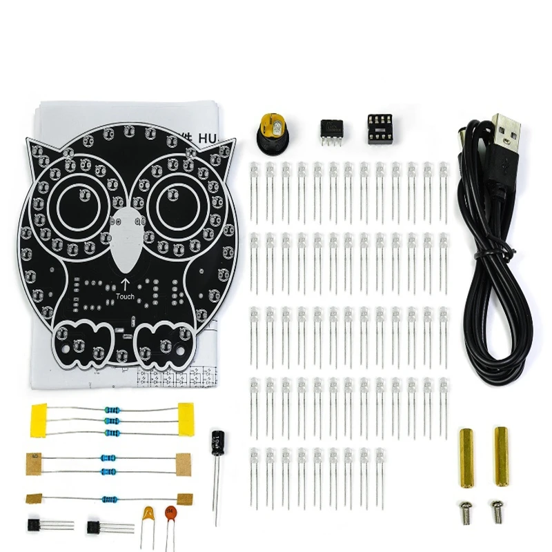 DIY Touch Control Owl LED Light Soldering Practice Kit STEM Education Electronic Learning Project for Beginners Creative Gift