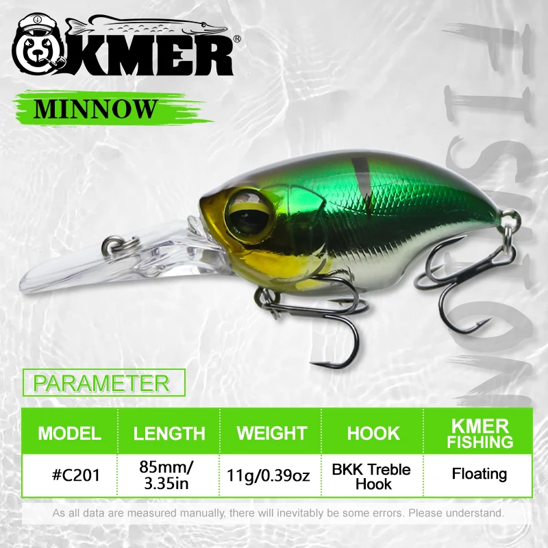 KMER #201C 8.5cm/11g Fishing Wobbler Lures Floating Crankbait For Pike Walleye Bass About Artificial Hard Bait Goods Accessorie