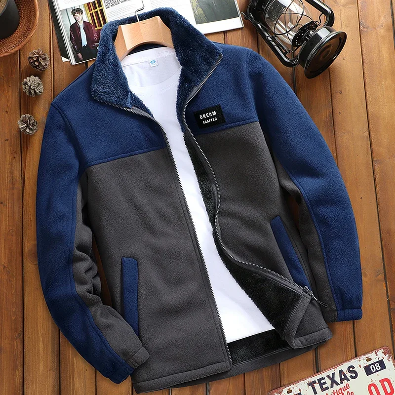 

Outerwear Fleece Jacket Men Winter Parkas Thick Warm Fleece Jacket Men Overcoat Autumn New Fashion Patchwork Men's Fleece Jacket