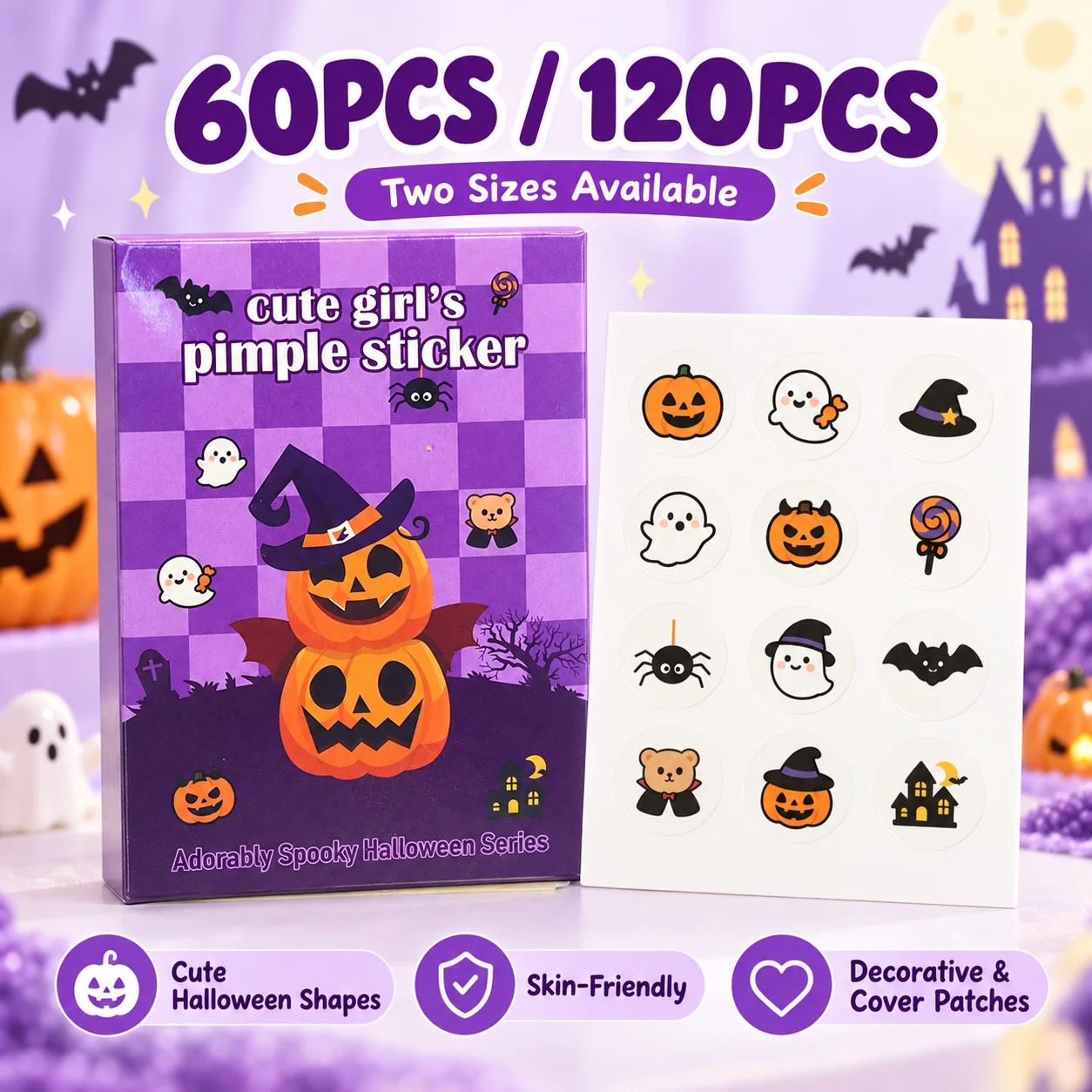 Halloween Acne Patches Salicylic Acid Hydrocolloid Pimple Patches Multi Color Spot Cover Stickers Makeup Patch