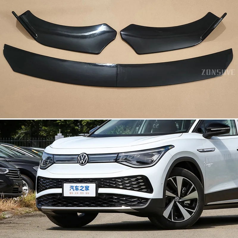 

For Volkswagen ID6 2021--2024 Year Front Bumper Lip Splitter Spoiler Body Kit Accessories Universal 4pcs