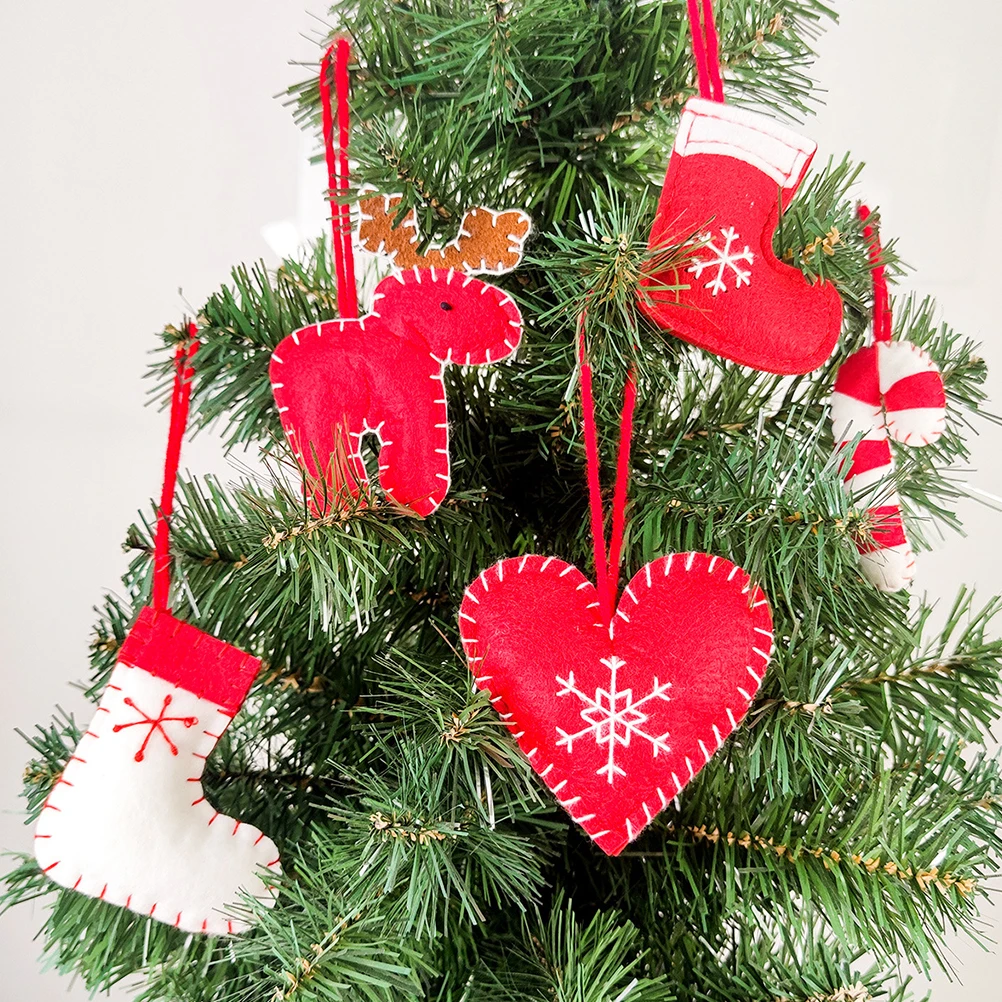 

5pcs Felt Xmas Pendant Deer Hanging Decor Festive Christmas Tree Adornment Holiday Scene Ornament Xmas Party Decoration
