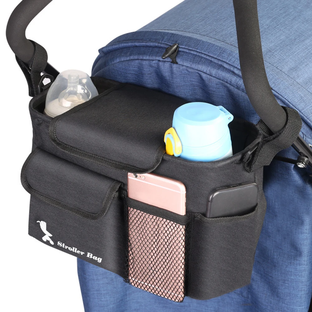 Universal Baby Stroller Bag Black Stroller Organizer Travel Diaper Bags Baby Carriage Pram Buggy Cart Bottle Bag Accessories