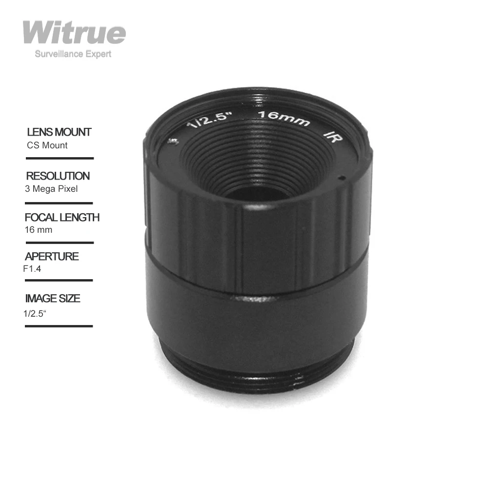 

Witrue HD 3 Megapixel CCTV Lens 16mm CS Mount F1.4 Aperture 1/2.5" for Surveillance Security CCTV Cameras