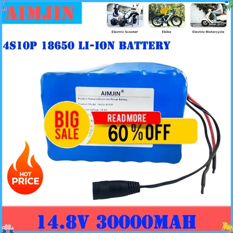 🌈🌈Original battery 14.8V Lithium 4S10P Battery Pack 30000mAh 444Wh with 50A BMS for Inverter Smart Robot High-power Equipment