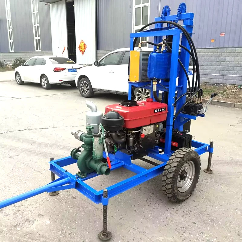 

Customized Flexible Mobility Diesel Water Well Drilling Rig 22-35HP 100-180m Wheeled Hydraulic Efficient Drilling Machine