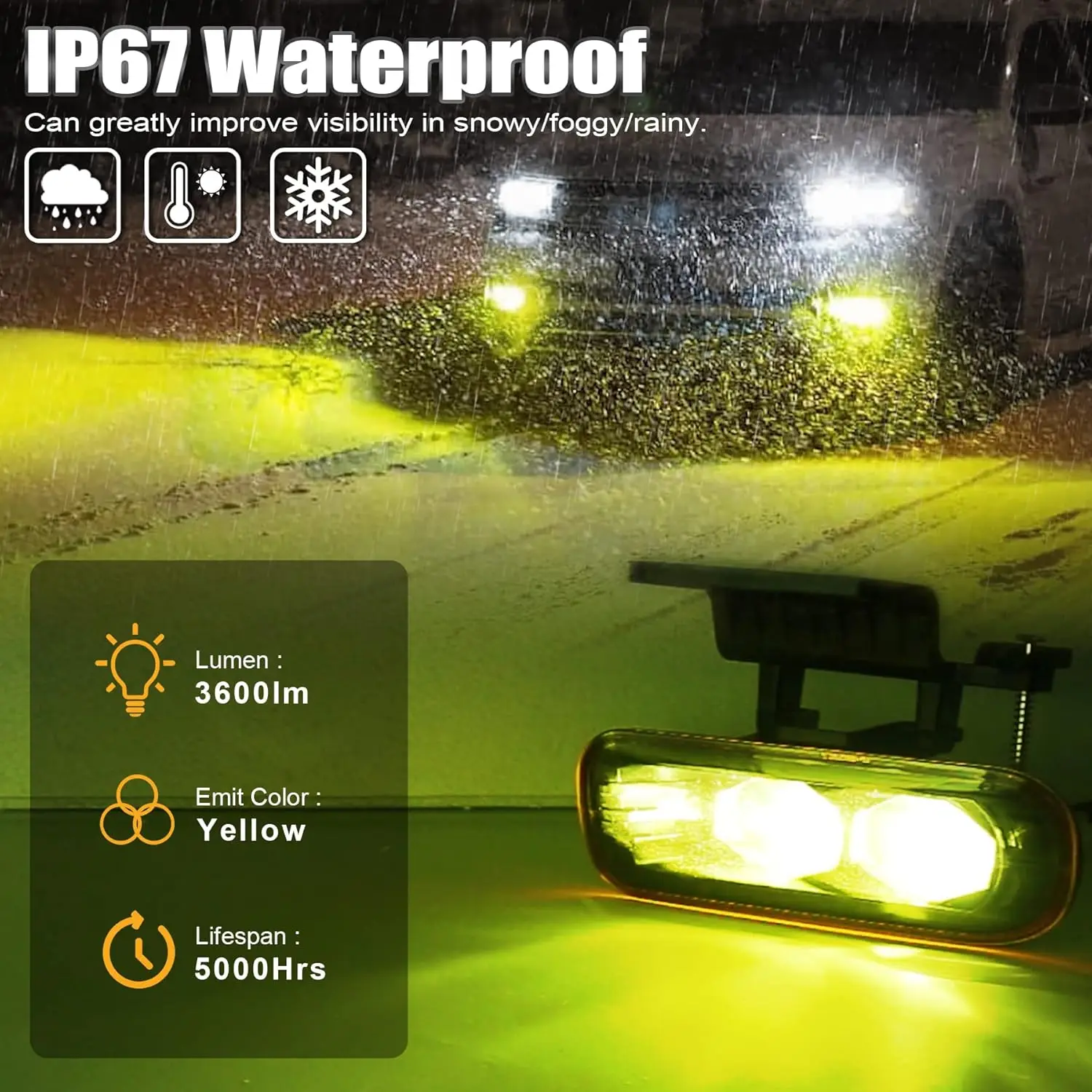 MOVOTOR LED Fog Lights Yellow Lens Dual 4D Projector Bumper Lights for 1999-2006 Chevy Silverado Suburban Tahoe
