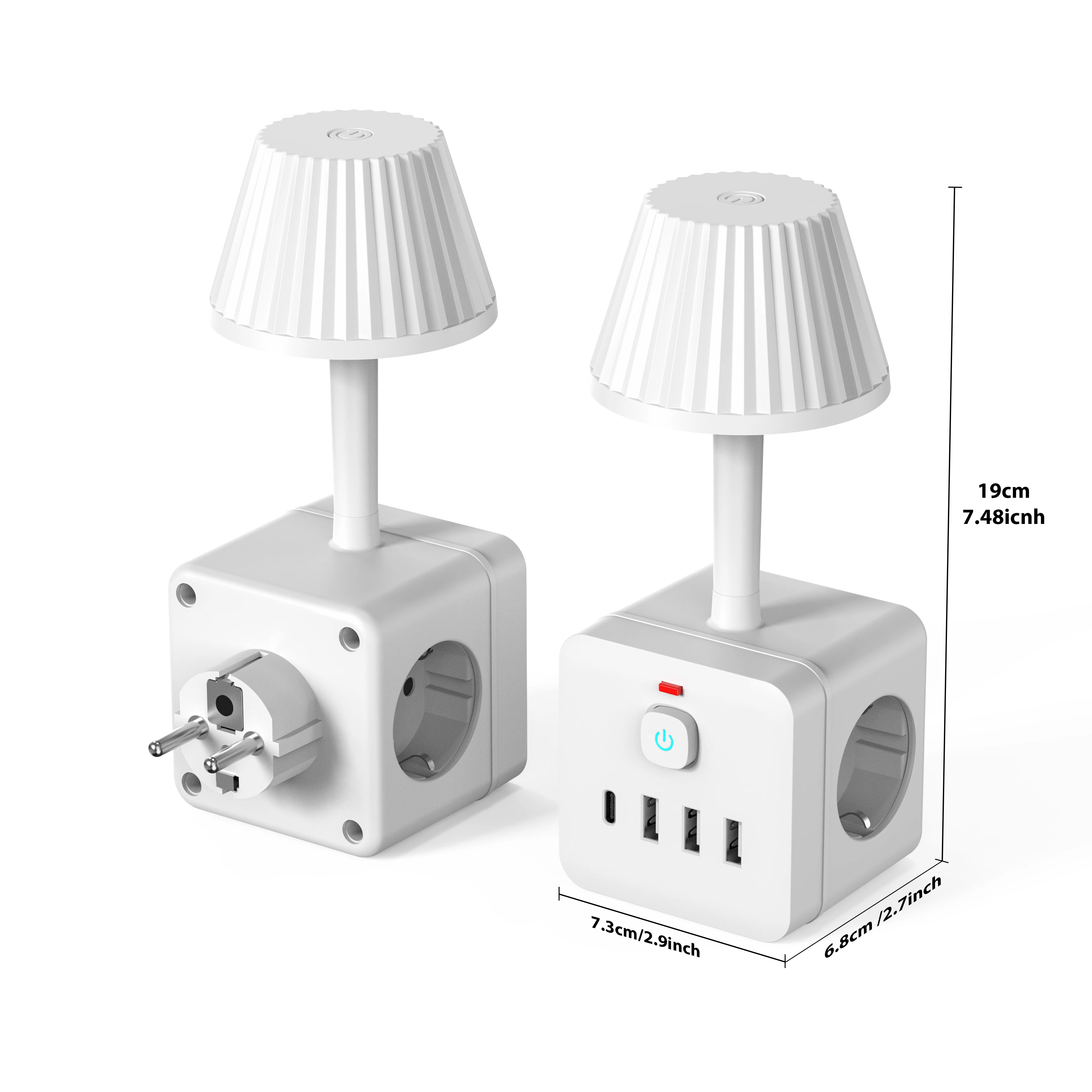 1 Pc 3-Outlet Power Strip with Adjustable Brightness Desk Lamp, Surge Protection, On/Off Switch, 3 USB-A Ports & 1 USB-C Port image 6