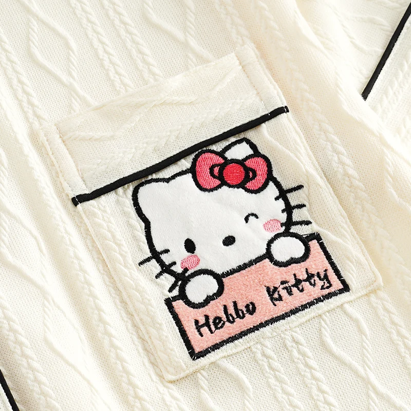 Cartoon Sanrio Hello Kitty Pajamas Women\'s New Autumn Long Sleeve Cardigan Homewear Two-piece Casual Loose Women\'s Pajamas