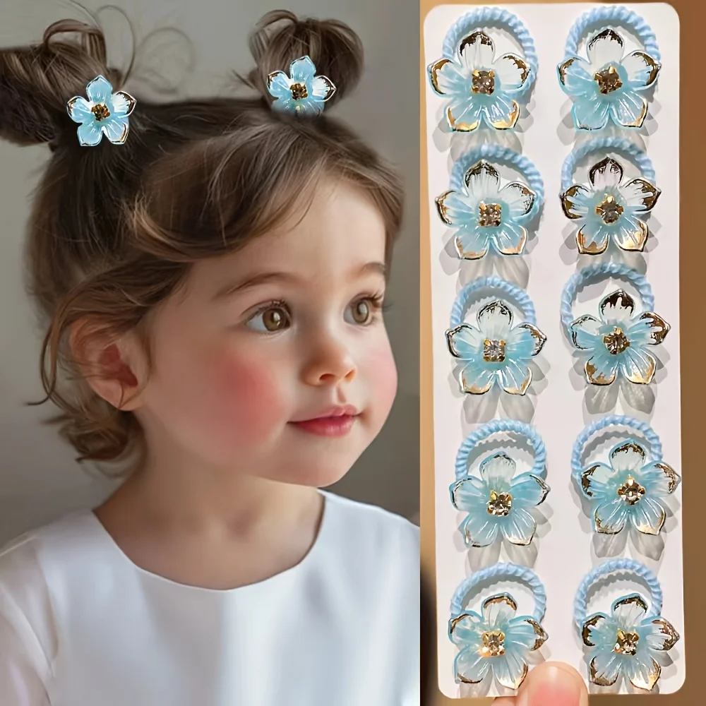 10pcs Girl hair accessory, high elastic no damage, soft comfy, new ties, suitable for kindergarten.