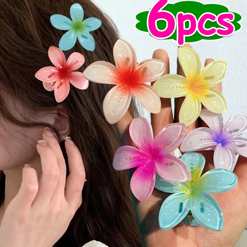 

1/6PCS Fashion Women Flower Hair Clips Vacation Bohemia Egg Flower Hair Clips Barrettes Girls Large Hairpins Hair Accessories