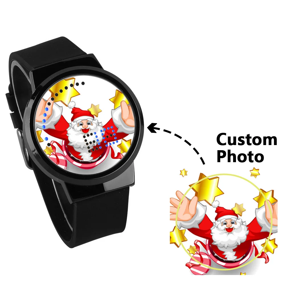 Fashion Black and White Soft Silicone LED Touch Screen Watch for Men and Women Couples, Customizable with Personalized Photos