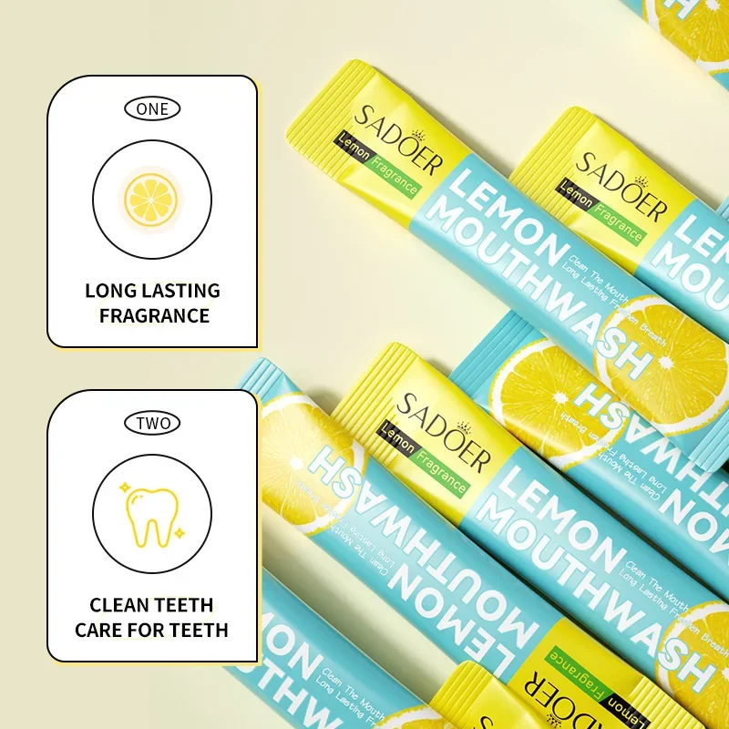 Enjuague bucal para blanquear los dientes, sabor a limón, refresca su aliento y limpiar los restos entre los dientes, enjuague bucal refrescante