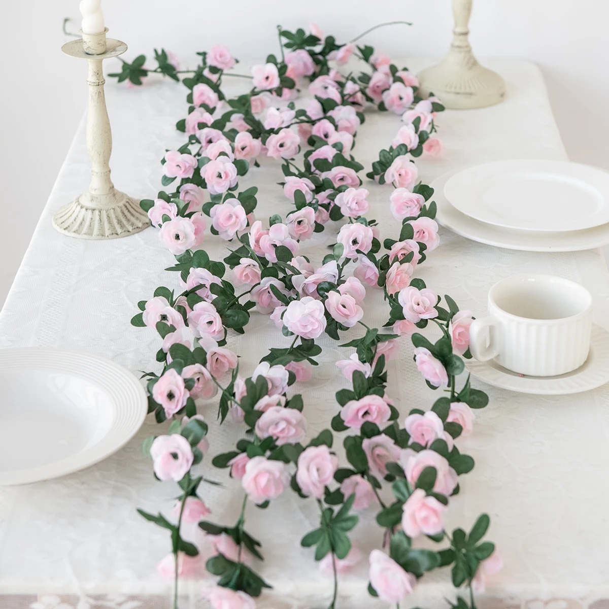 250CM Kunstmatige Roze Bloemen voor Bruiloft Thuis Kamer Decoratie Lente Herfst Tuin Boog Kerst Rotan DIY Nep Planten Wijnstok
