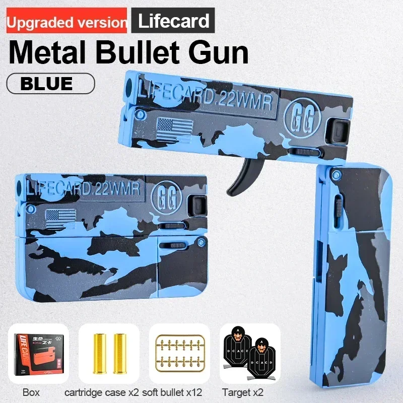 Neue Verbesserte Metall-Klappspielzeugpistole mit Weichgeschossen, Legierungs-Lifecard-Pistolenmodell für Erwachsene & Kinder