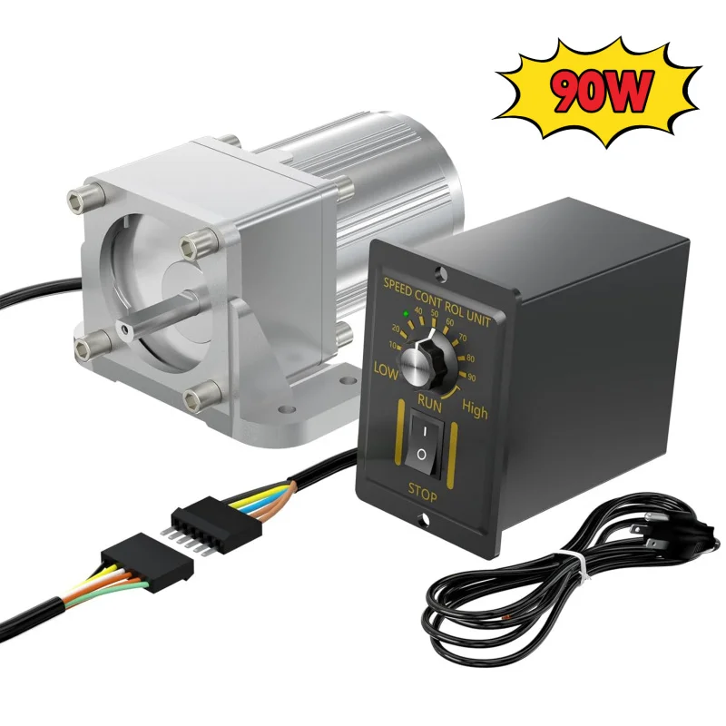 

Wovpower 220V 90W AC Gear Motor Variable Speed 12RPM with Governor & Bracket, High Torque Reversible 1:120 Ratio, 8mm Shaft