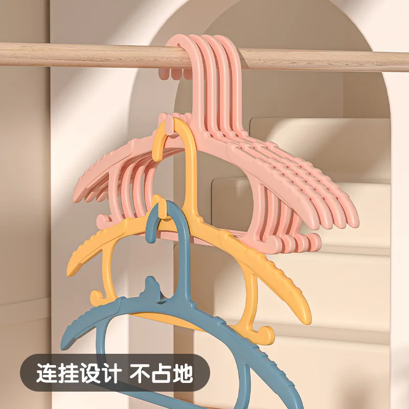 

10pcs/set Children's clothes hanger, continuous anti slip and traceless plastic clothes hanger, baby's home clothes hanger