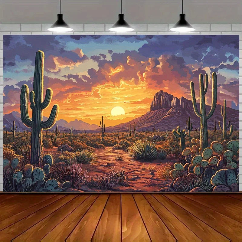 Festive atmosphere: Cactus sunset background, creating a unique Western charm; Party and Thanksgiving home decoration - view 3