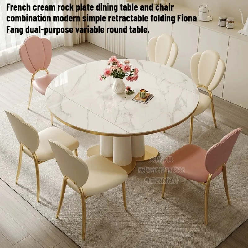 Italian Extendable Dining Table Luxury Round Coffee Chair Dining Table Center Food Muebles Para Cocina Kitchen Furniture