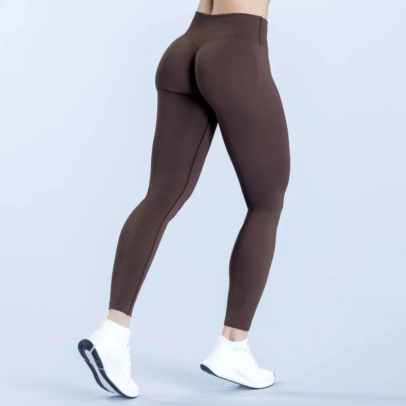 Women Seamless Solid Color Yoga Fitness Leggings New Cross Waist Butt Lifting Leggings Gym Workout Tights High Waisted Tights