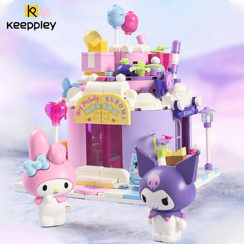 Original Keeppley Sanrio Building Block Kuromi My Melody Street View Sweet Companion Model  Decoration Children's Toys Girl Gift