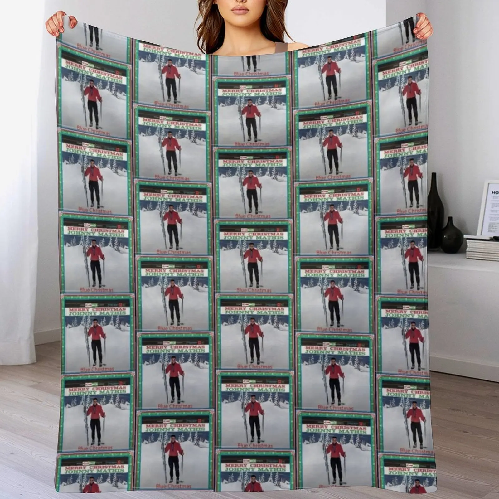Merry Christmas from Johnny Mathis Album Cover Throw Blanket Machine Washable Soft Warm Blanket
