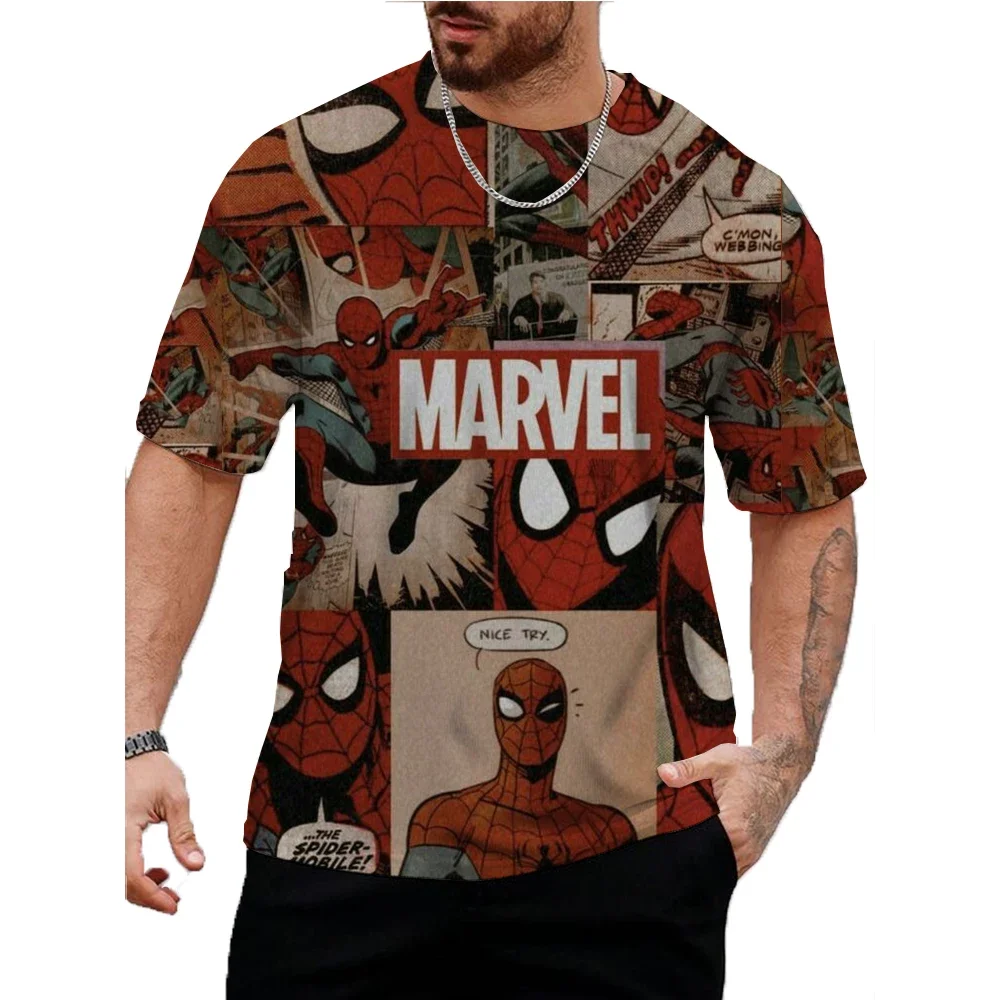 Oversized Spiderman boy girl T-shirts superhero men T-shirts 3D print Marvel short sleeves MINISO men's T-shirt new men clothing