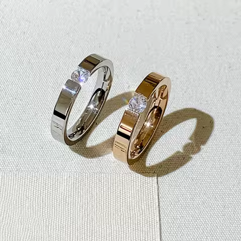 Stainless Steel Rings for Women Minimalist Silver Color Zircon Ring Men Fashion Engagement Wedding Jewelry Gifts Anillos Кол