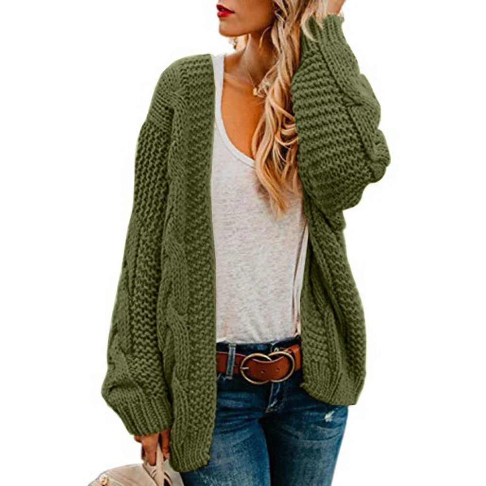 

Autumn Women's Cardigan Fashion Daily Solid Color Lantern Sleeve Open Front Casual Cardigan
