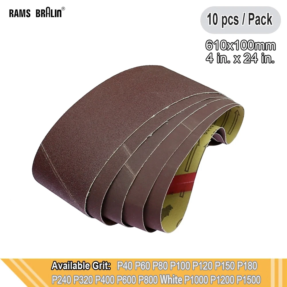 10 pieces 610x100mm Abrasive Sanding Belts 24