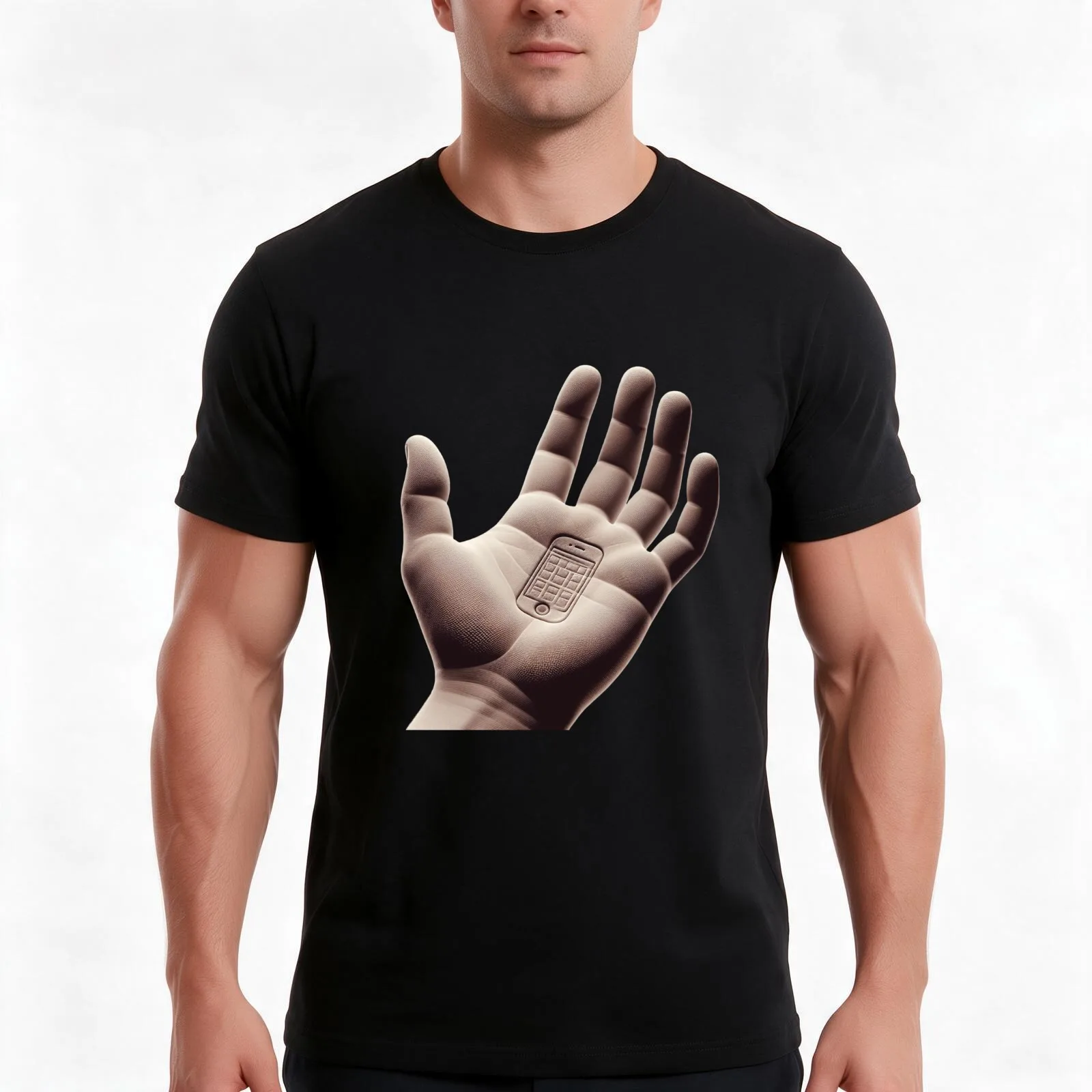 Oops cellphone imprint on hand T-Shirt Summer Casual Cotton Tee Oversized Streetwear Tops Vintage Graphic Print 100% Cotton