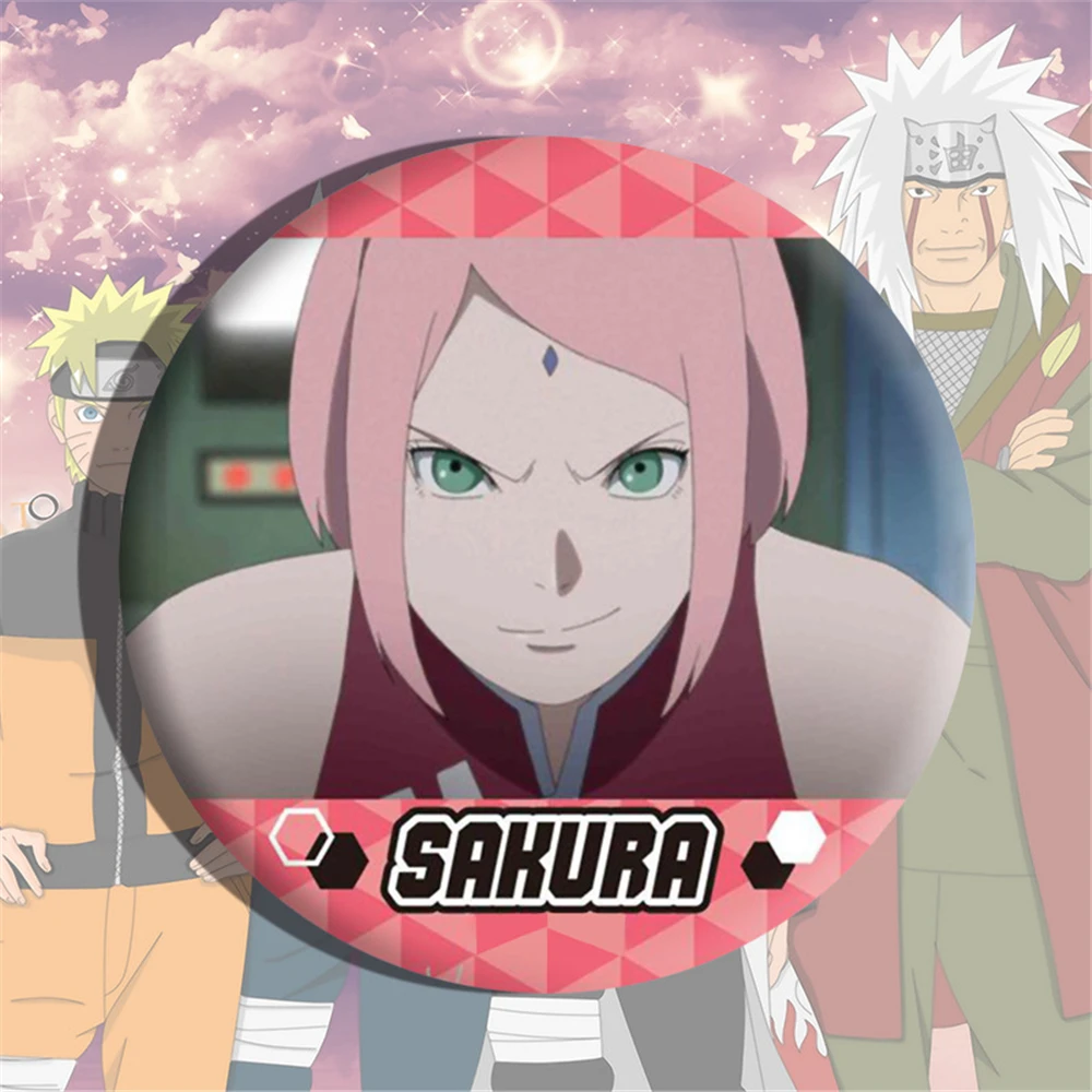 Anime NARUTO Haruno Sakura Uchiha Sasuke Hatake Kakashi Cosplay Costume Badge Pin SPTE Tinplate Brooch Accessories Prop Gift