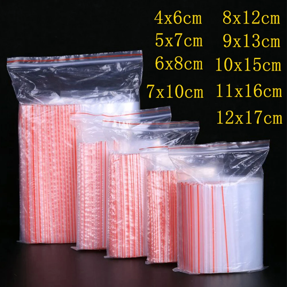 100pcs/200pcs/pack Small Zip Lock Plastic Bag Reclosable Transparent Bag Shoe Bag Vacuum Bag Poly Clear Bags Thickness 0.05mm