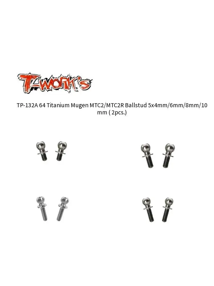 

Original T works TP-132A 64 Titanium Mugen MTC2/MTC2R Ballstud 5x4mm/6mm/8mm/10mm ( 2pcs.) Rc Parts