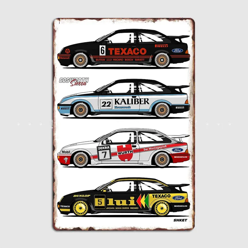 SIERRA COSWORTH RS Rally Racing Classic Car Metal Poster Sign Club Custom Indoor Wall Tin Sign Room Decor Home Decor