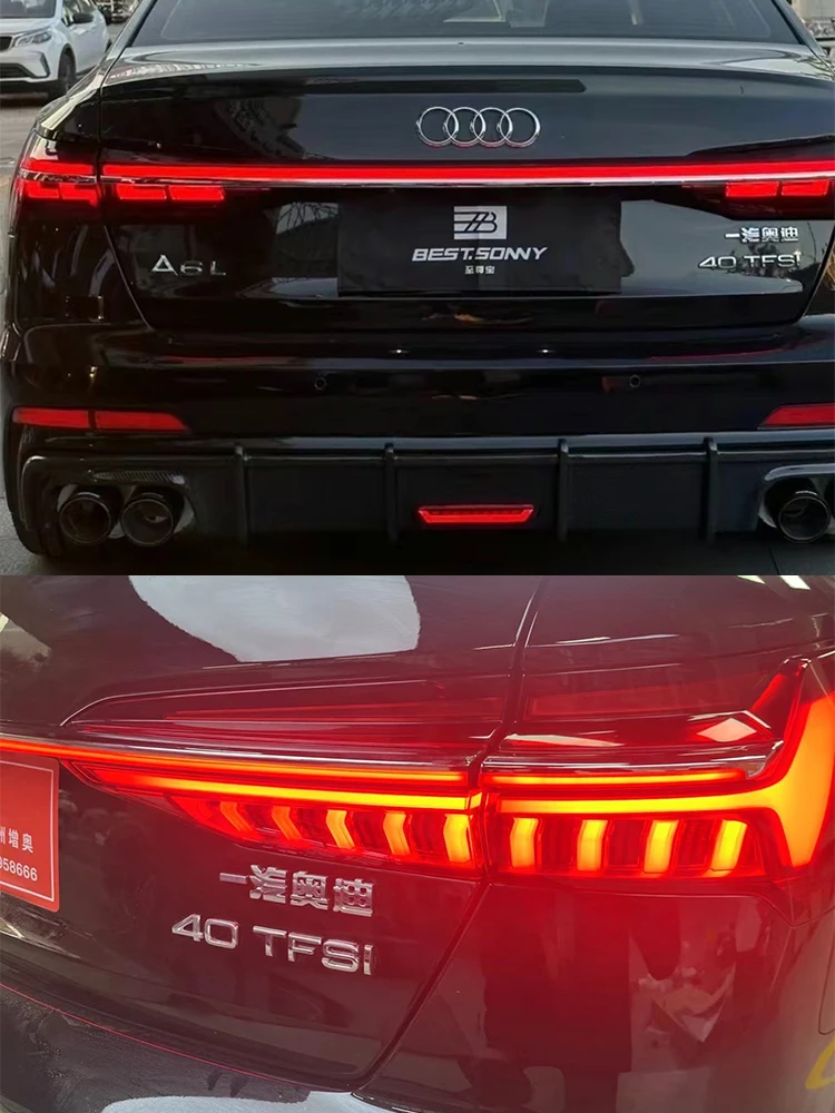 For  Audi A6L runs through the taillights Audi A6 upgrades A8 with dynamic scanning taillights  LED unlocking flowing light A6C8