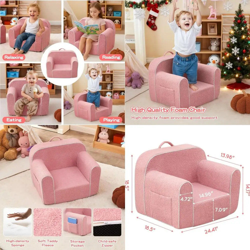 

Уютное кресло-мешок для малышей с подлокотниками, идеально подходит для мальчиков и девочек, в стиле плюшевого мишки, идеально для чтения и игр.