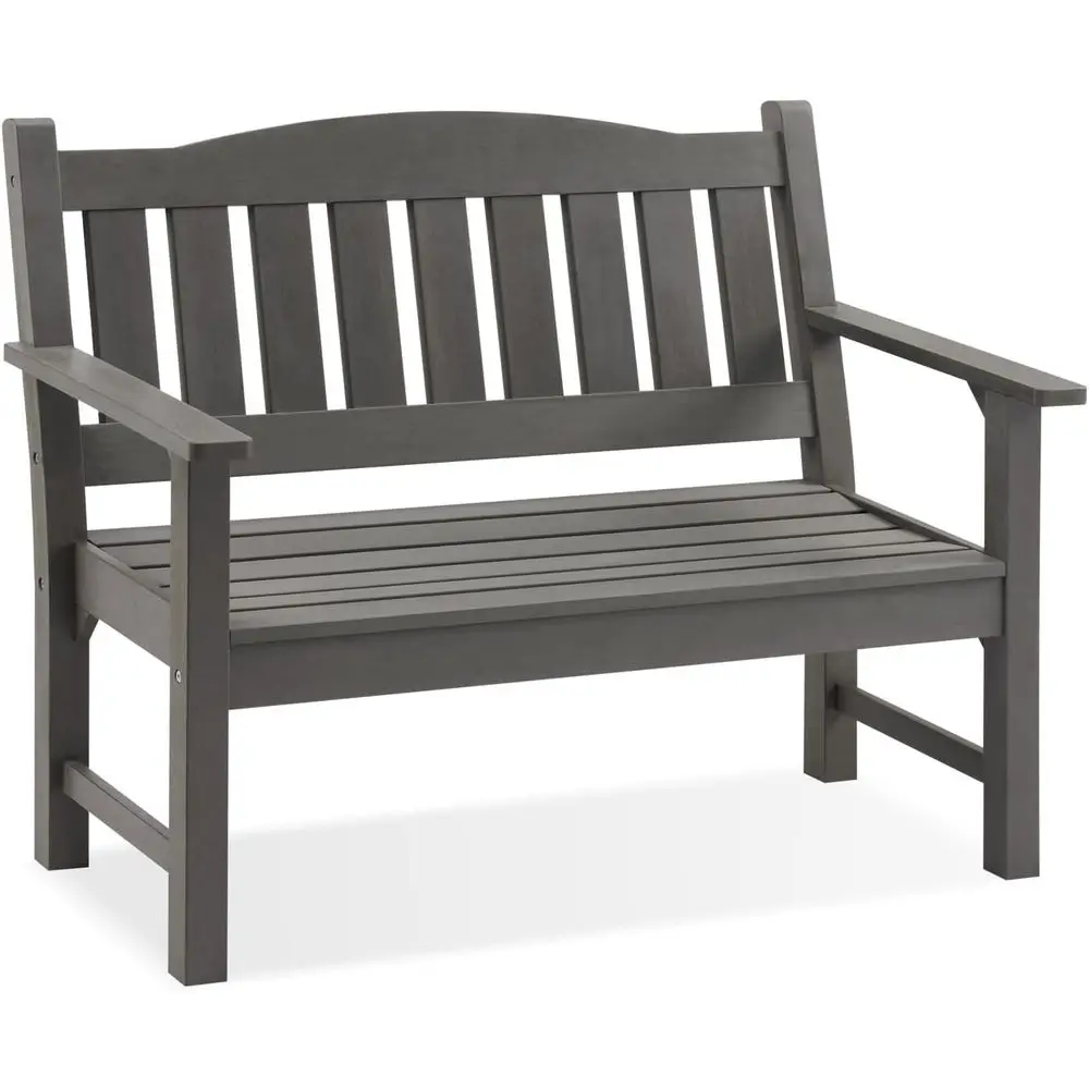 

Weather-Resistant Poly Lumber 2-Seater Bench for Outdoor Memorial, Patio, and Church Use (Grey)