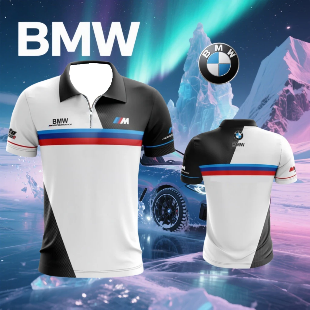 

2025 Summer BMW Motorcycle Riding Suit Racing Suit Quick-Drying POLO Shirt T-Shirt Men's Casual Breathable Fashion Short Sleeve
