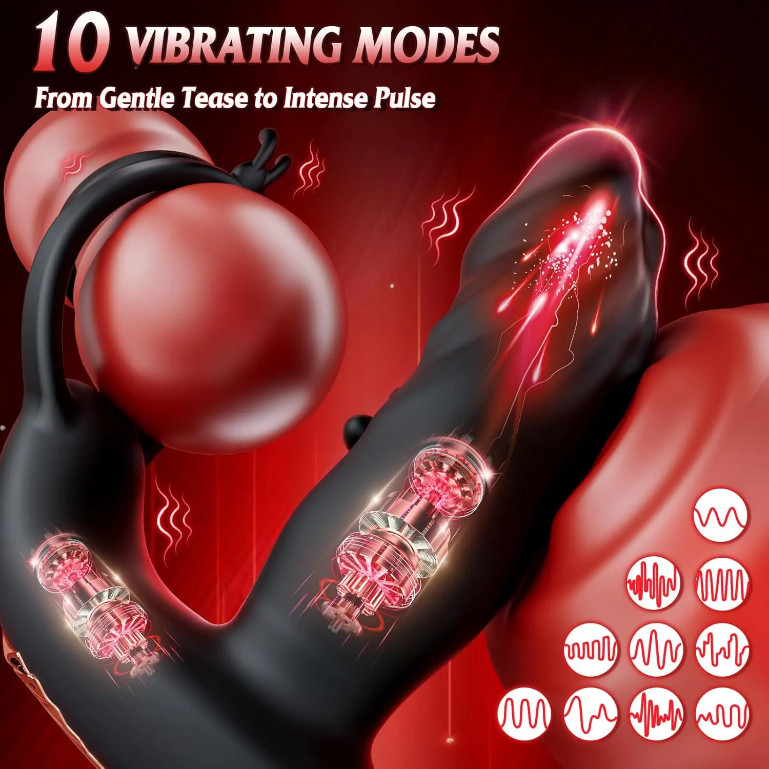 Vibromasseur de Massage de la Prostate - Sex toy pour hommes avec 10 balançoires de doigts et 10 modes de vibration, application et télécommande.