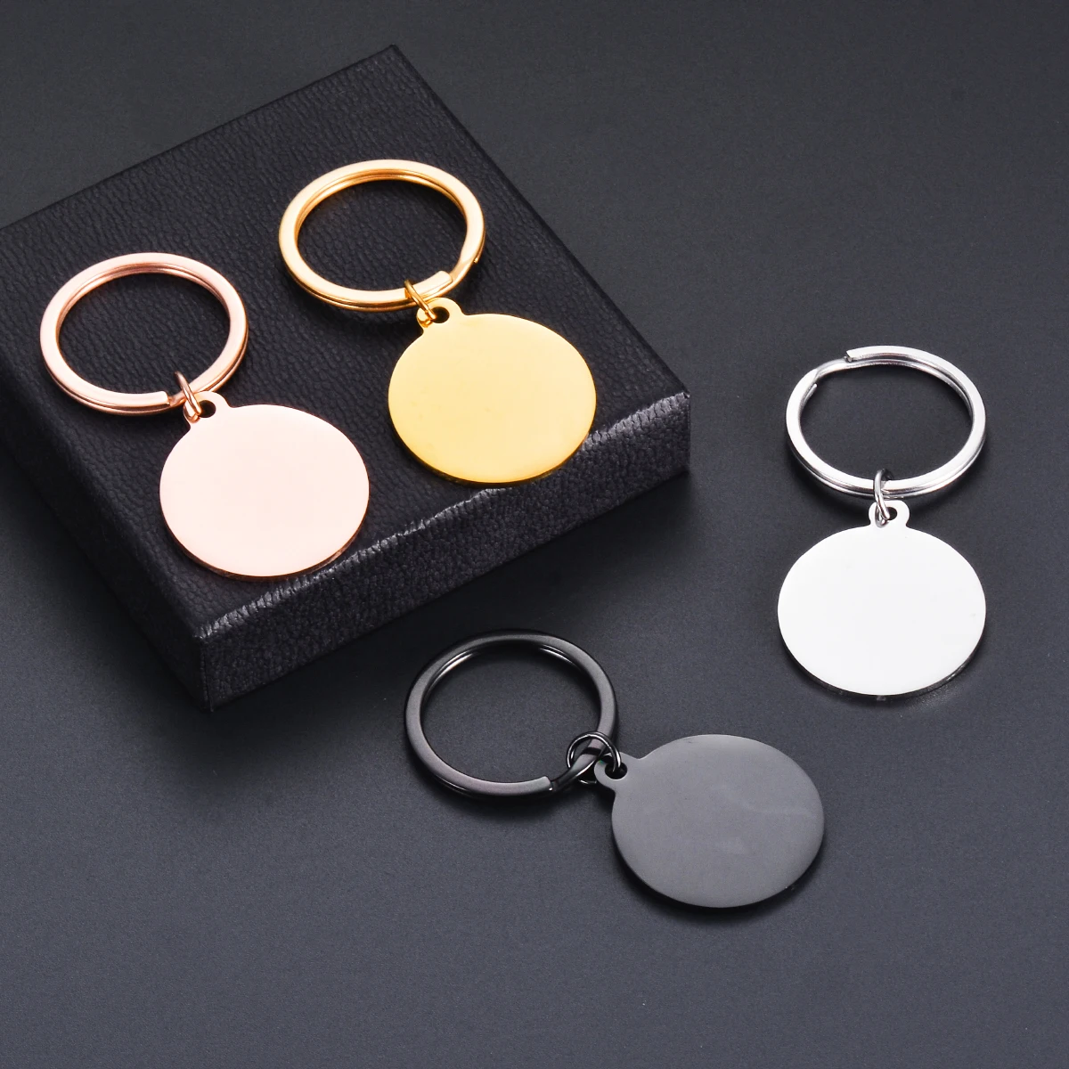 1Pc Stainless Steel 20/25/30mm Round Stamping Blanks Keychain Simple Pendants for DIY Custom Logo Phone Pet Accessoriess