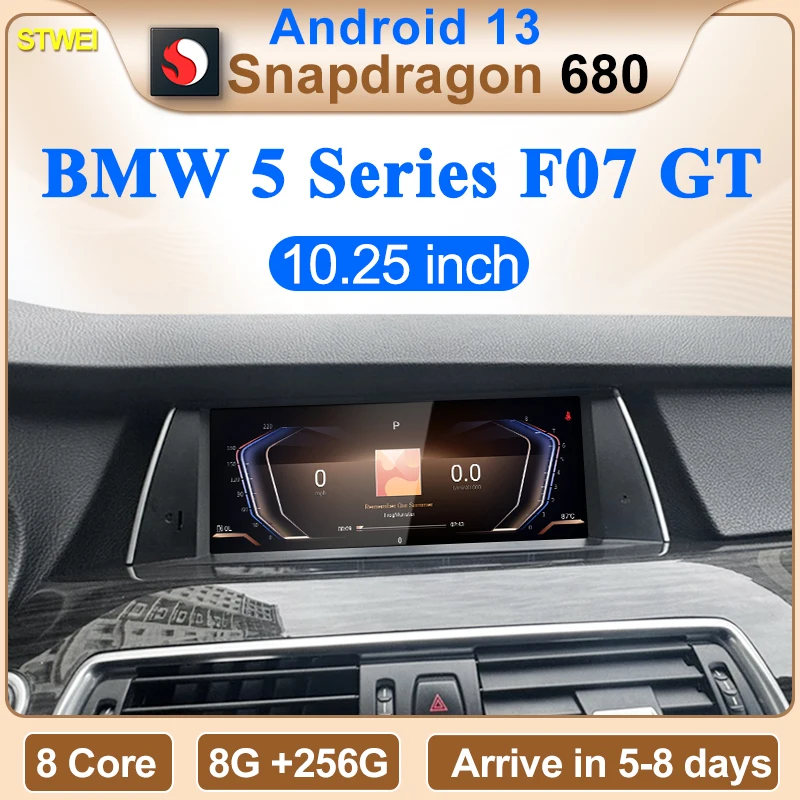 STWE New Qualcomm Snapdragon 680 6225 Wireless CarPlay Android AUTO 10.25inch Screen For BMW 5Series GT F07 F18 Car Video Player