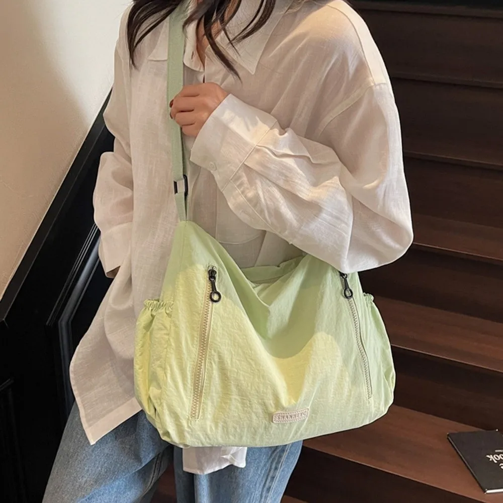 

Large Capacity Nylon Messenger Bag Korean Style Casual Square Crossbody Bag Solid Color Tote Single Shoulder Bag Daily Matching