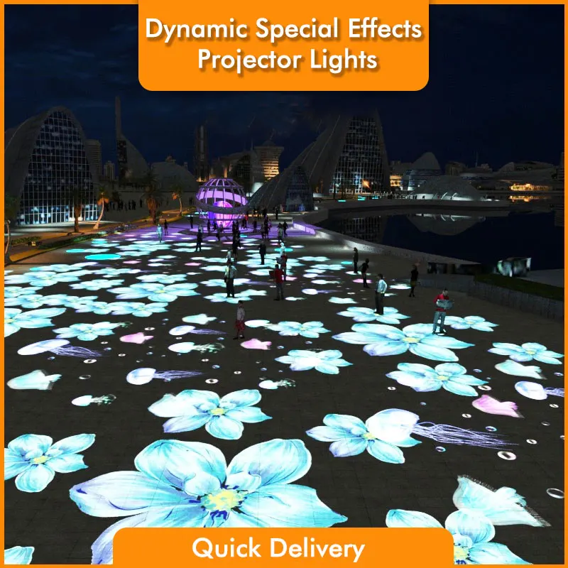 Custom Fish Logo Dynamic Special Effects Projector Lights Outdoor Park Ground Atmosphere Lighting Custom Door Head Spotlight