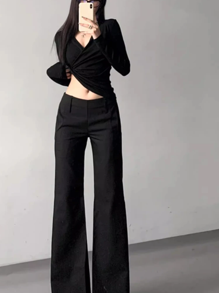 Skin-friendly Smooth All-match Summer Formal Commuting High Waist Leisure Women Pants Vintage American Style Slouchy Temperament